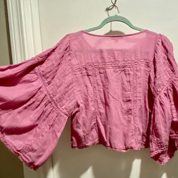 AEO Rococo Cottage Barbie Y2K Victorian Cropped Boho Romantic Blouse Top S - Picture 3 of 5
